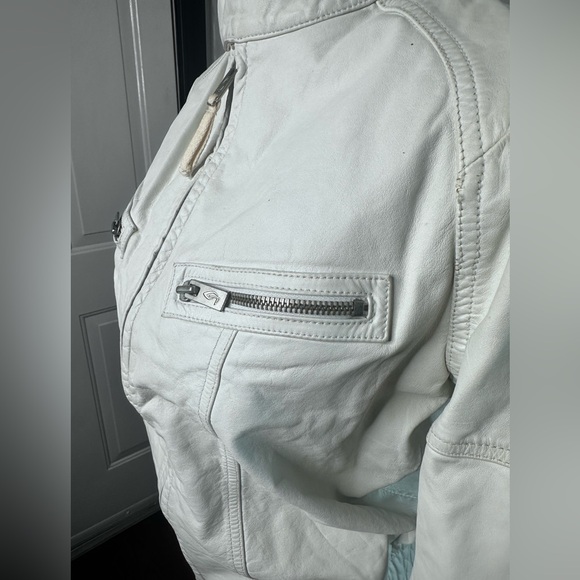 Vintage Diesel White Leather Zip-Up Jacket - Picture 10 of 17